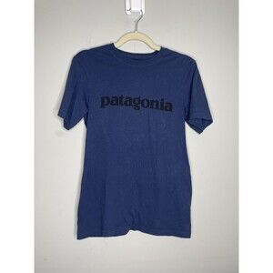 Patagonia Shirt Mens Extra Small Blue Short Sleeve Logo Graphic Tee Top Casual
